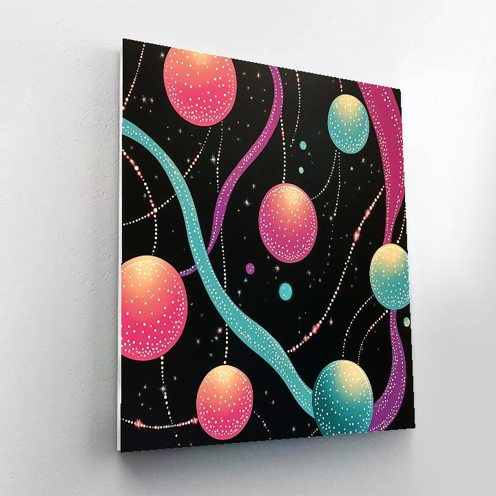 Yayoi Kusama Inspired Neon Thought Constellations painting number kit