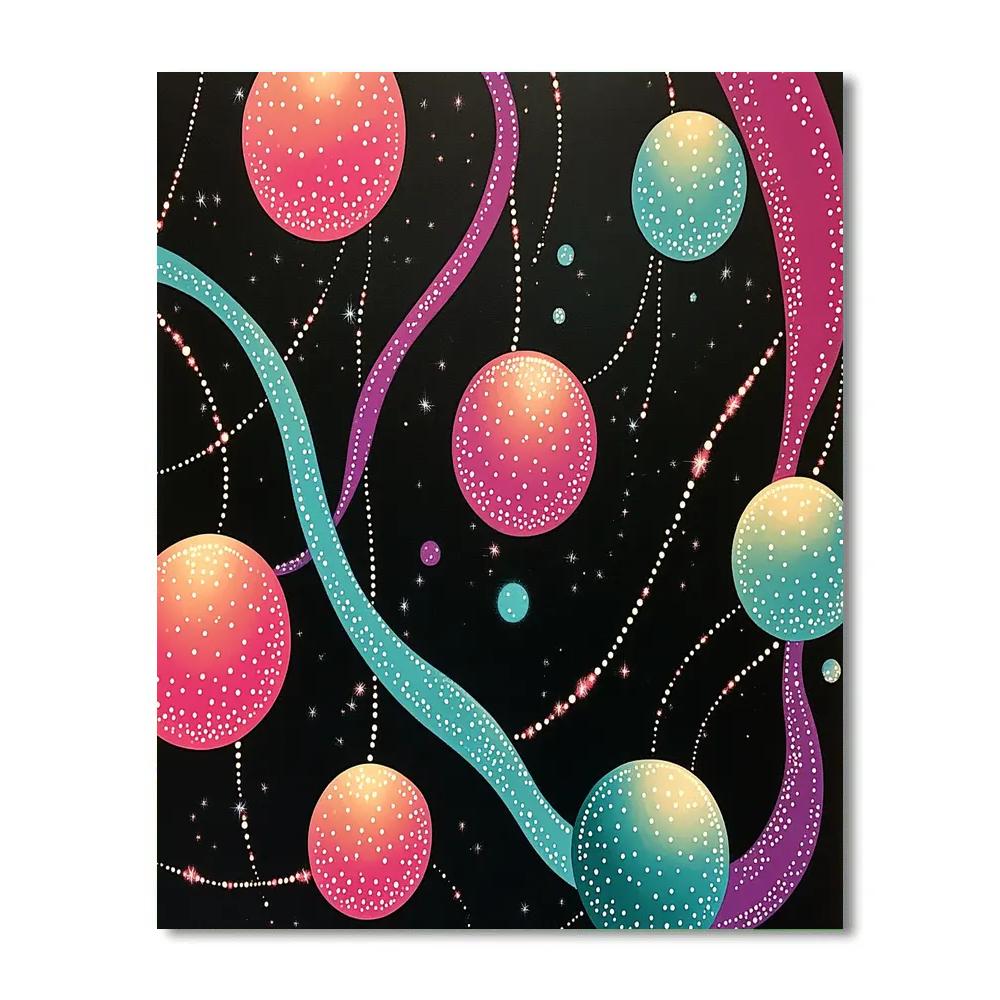 Yayoi Kusama Inspired Neon Thought Constellations painting number kit