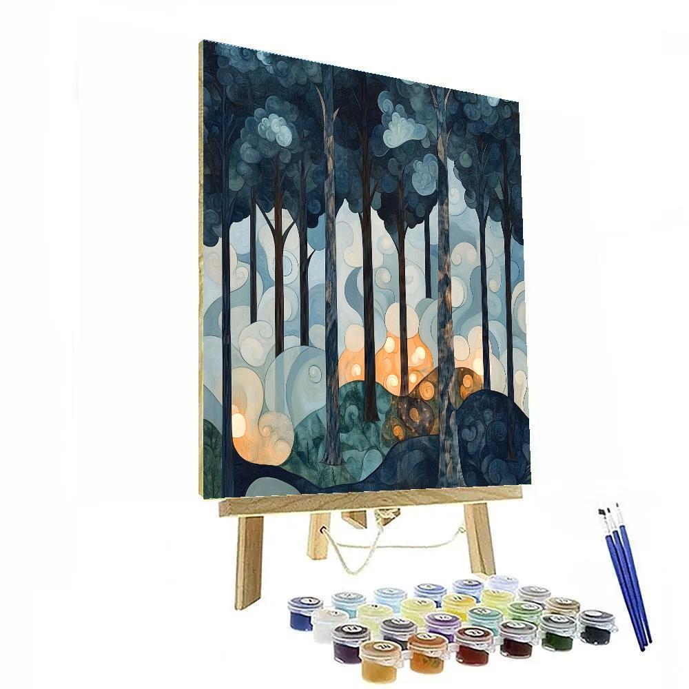 Max Ernst Inspired Nocturnal Forest Of Shifting Bark paint by color