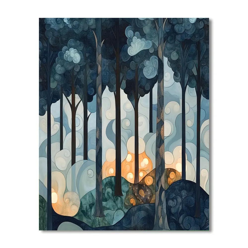 Max Ernst Inspired Nocturnal Forest Of Shifting Bark paint by color