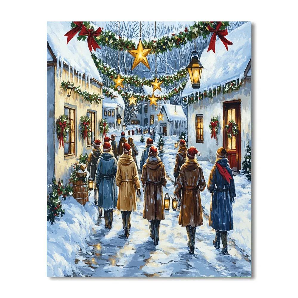 Starlit Village Carol Walk Painting by numbers kit