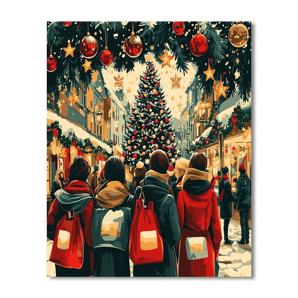 Midnight Snow Globe Stroll Painting by numbers kit