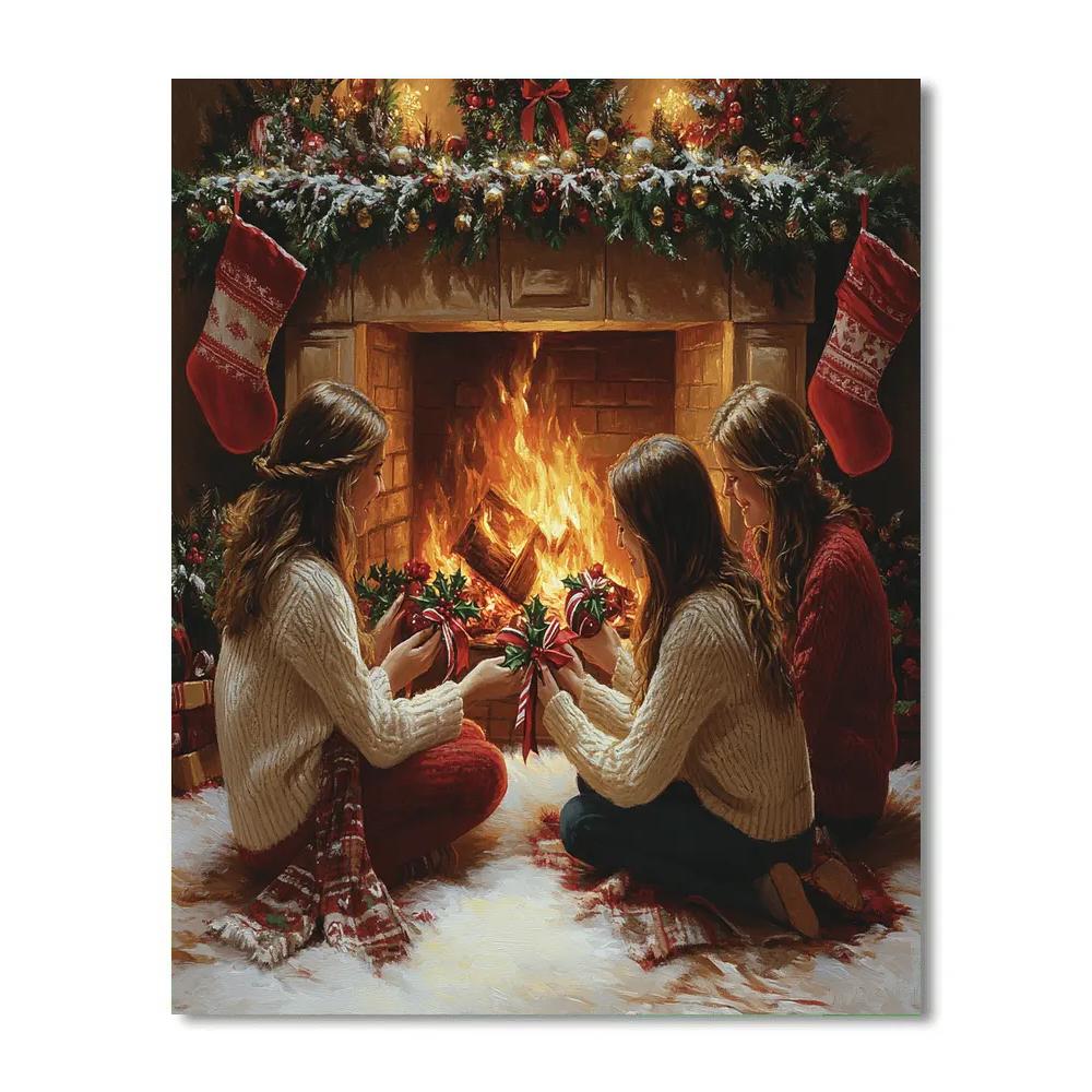 Fireside Ornament Exchange Number painting