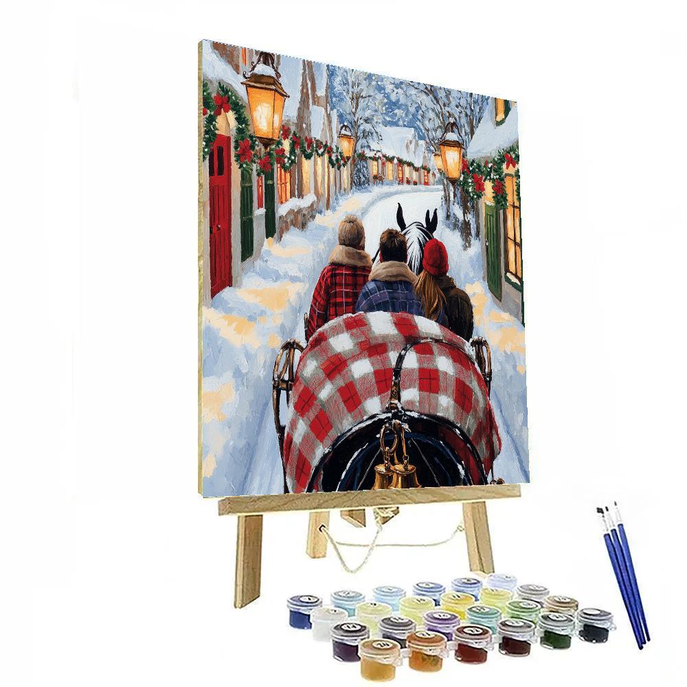 Carriage Ride Through Winter Lane paint by numbers