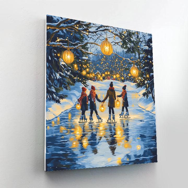 Lanterns On The Frozen Pond Number painting