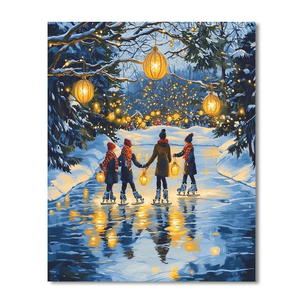 Lanterns On The Frozen Pond Number painting