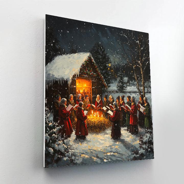 Nativity Visit With Carols Painting by numbers kit