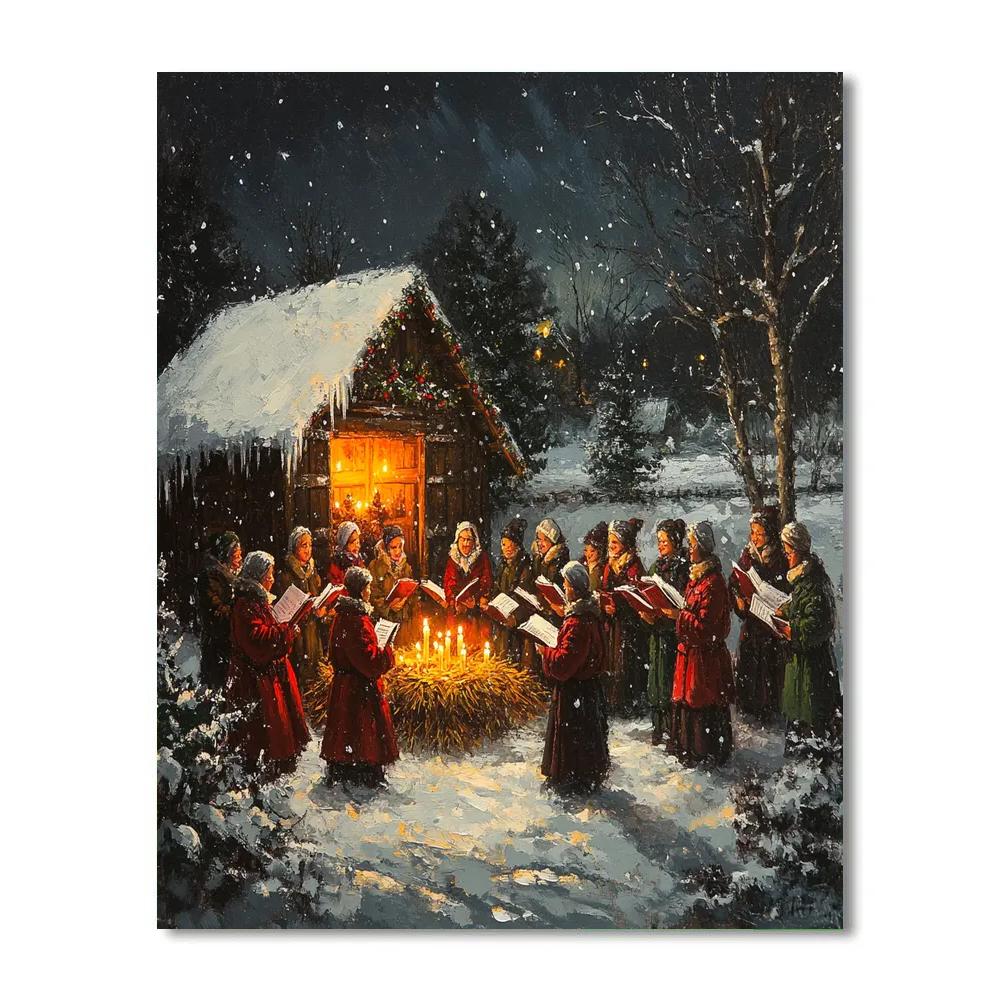 Nativity Visit With Carols Painting by numbers kit