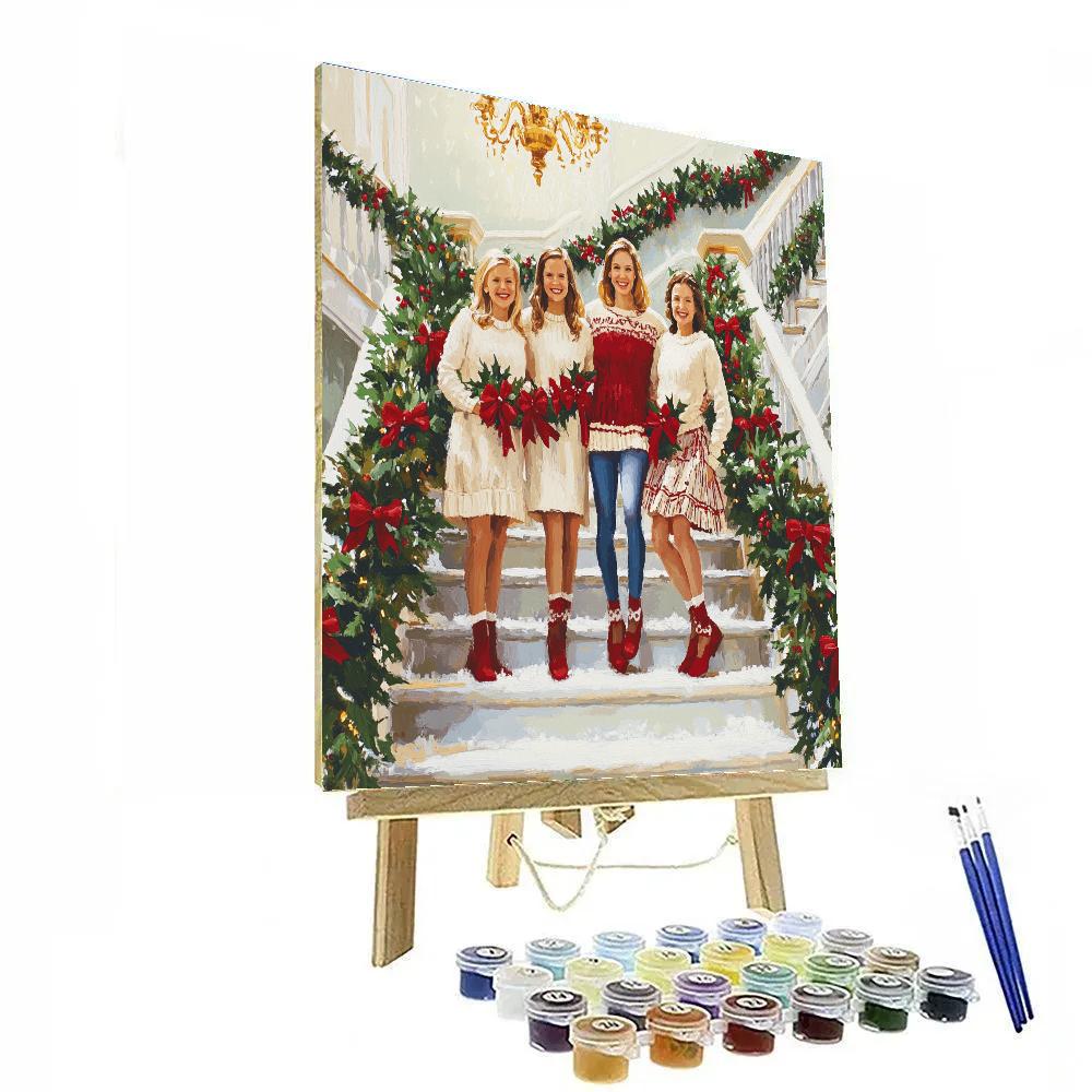 Garland Draped Stair Portrait Paint by numbers art