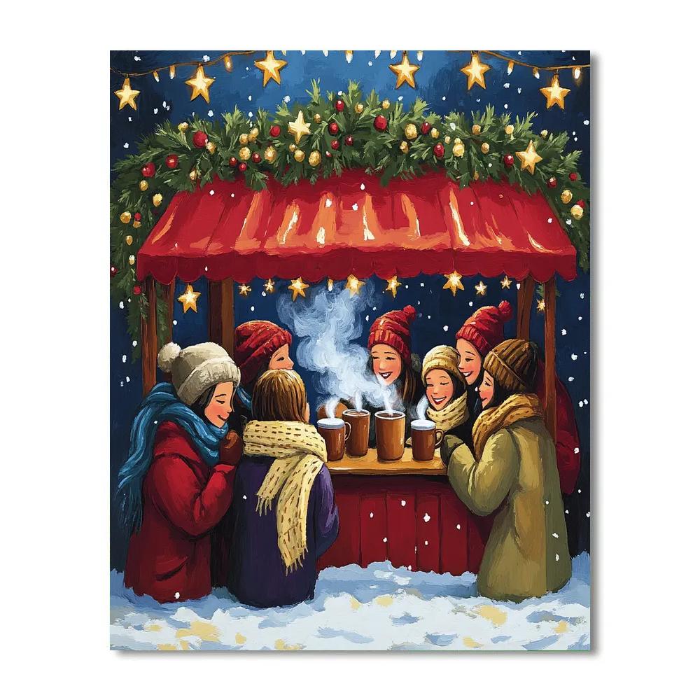 Christmas Market Chocolate Stand Numbered painting kits