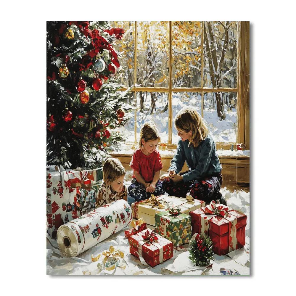 Secret Gift Wrapping Nook DIY paint by numbers