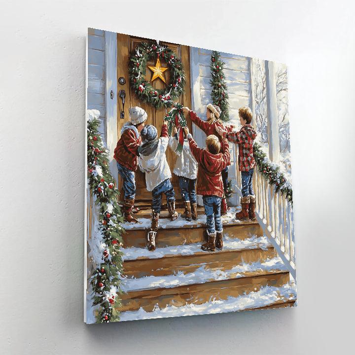 Snowy Porch Ornament Hanging Number painting