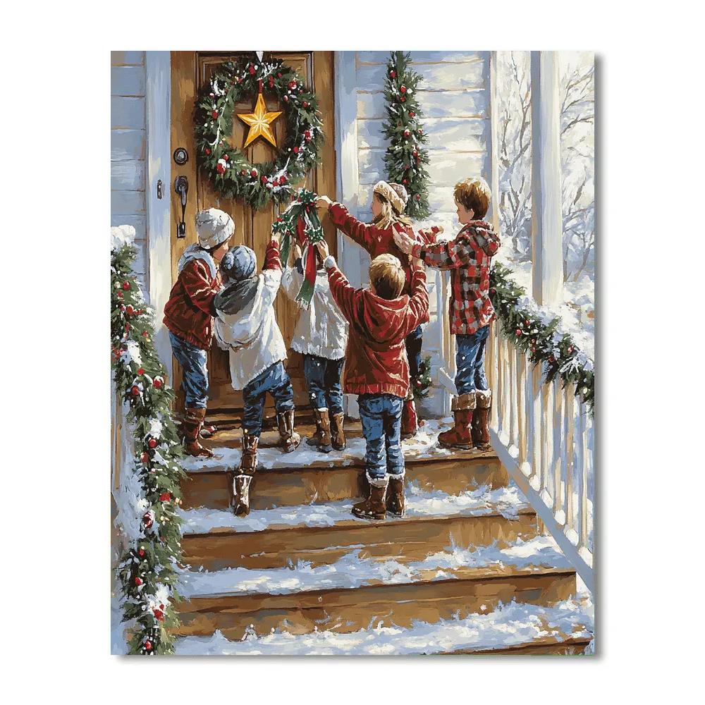 Snowy Porch Ornament Hanging Number painting