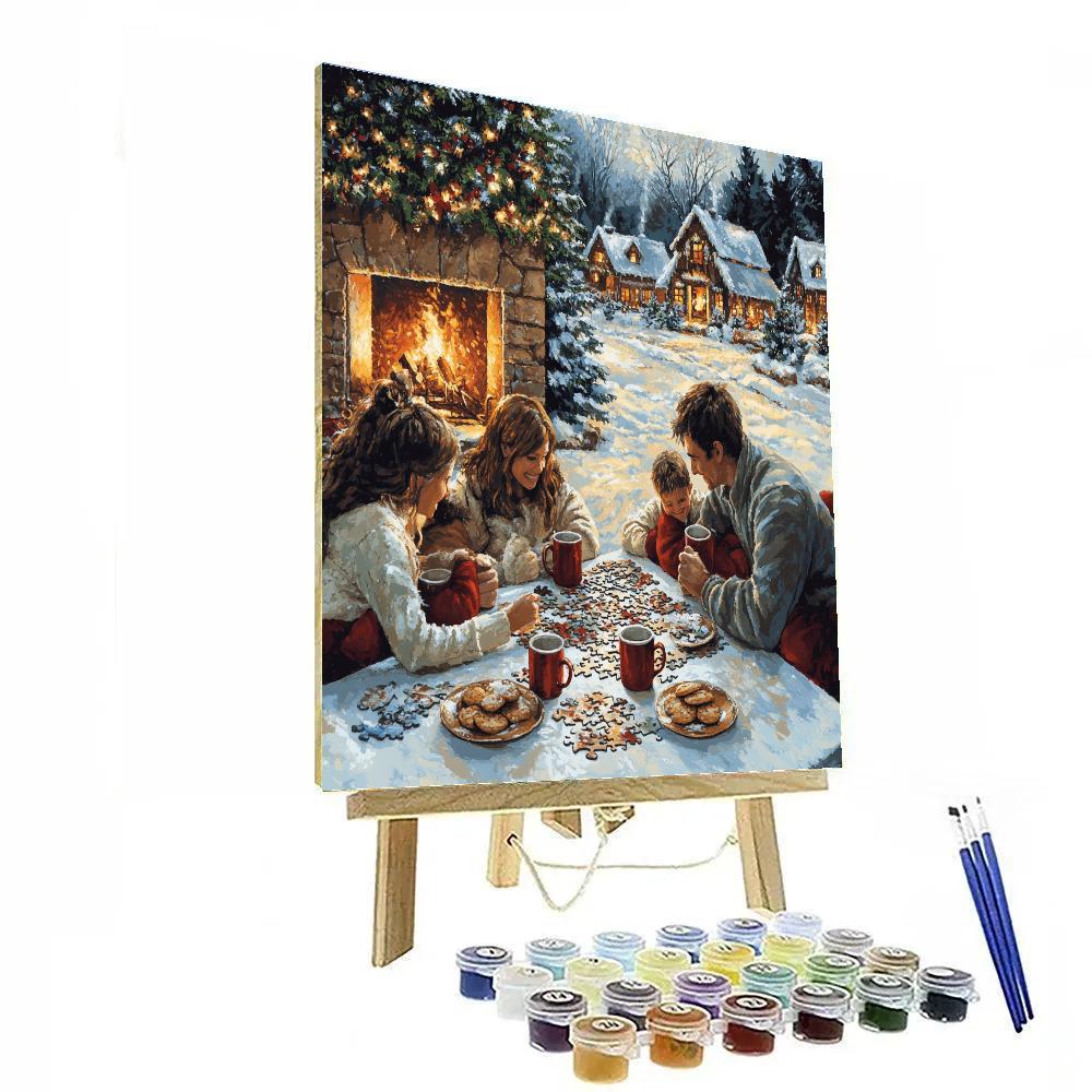 Fireside Christmas Puzzle Night Numbered painting kits