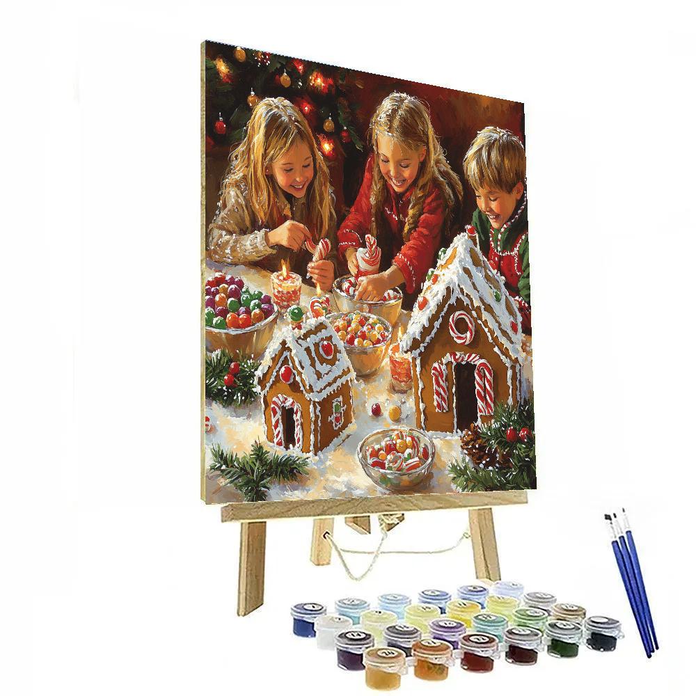 Gingerbread House Decorating Party paint by numbers