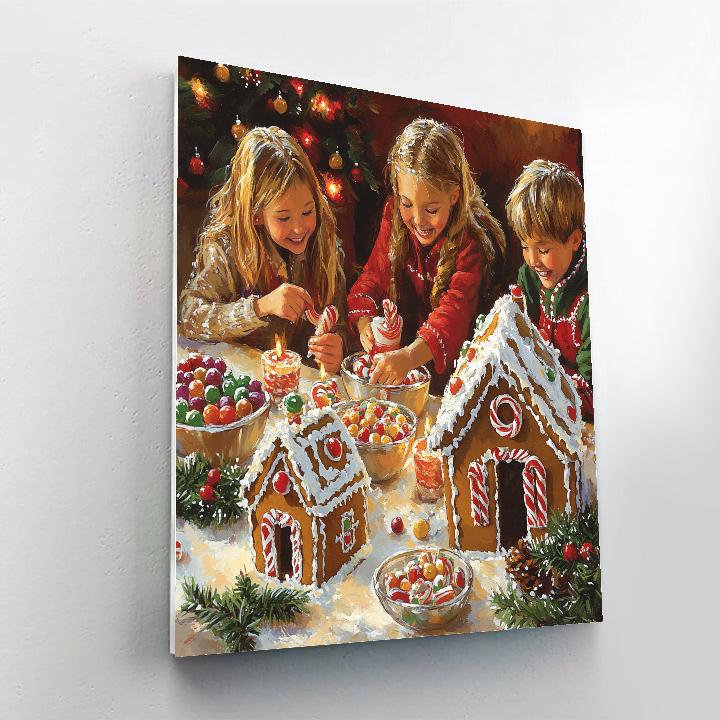Gingerbread House Decorating Party paint by numbers