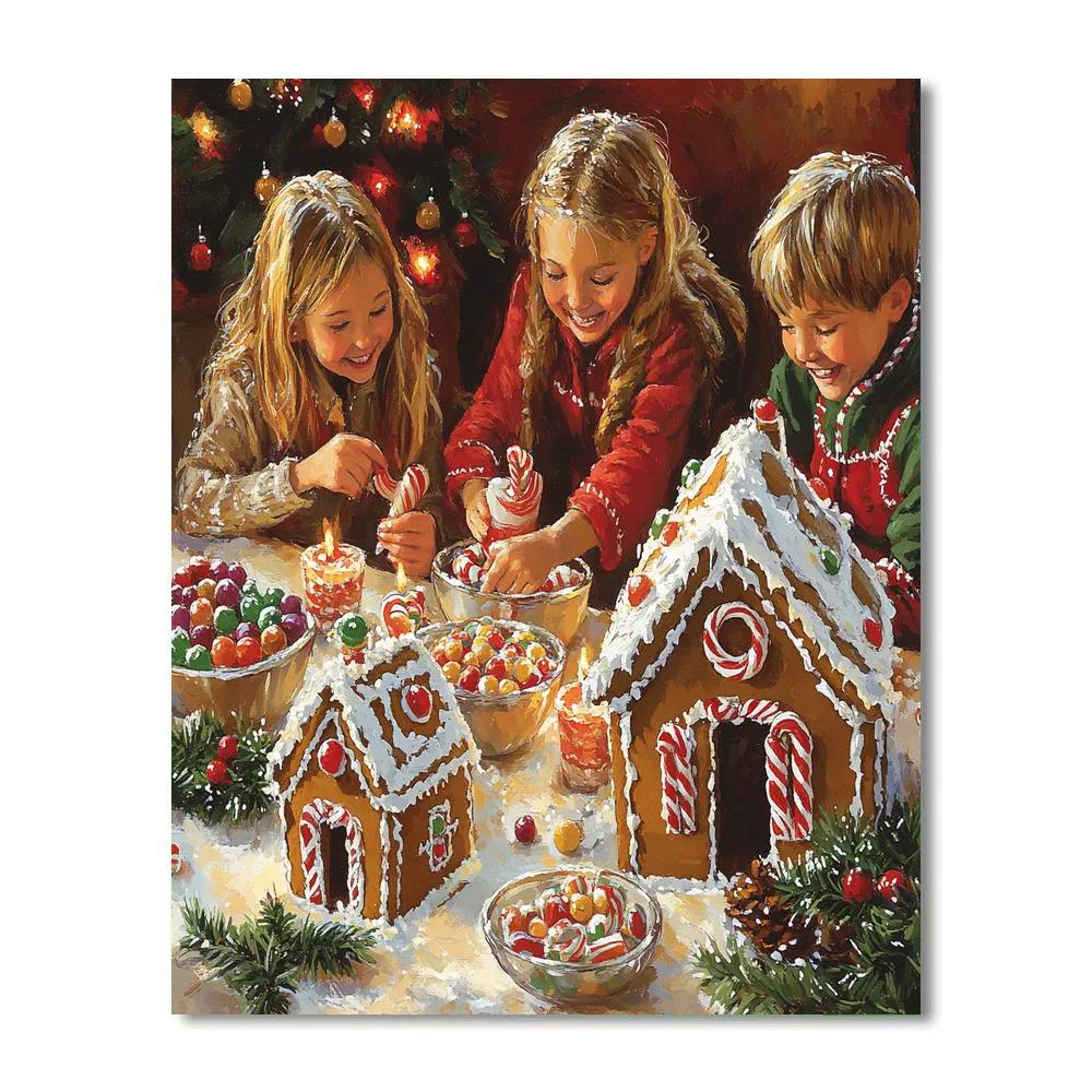 Gingerbread House Decorating Party paint by numbers