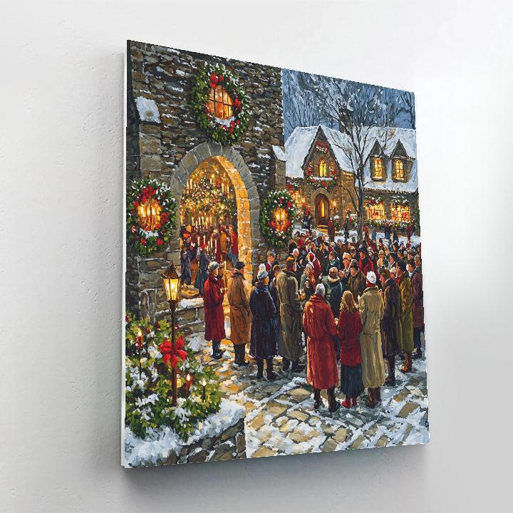 Midnight Mass Courtyard Gathering Numbered painting kits