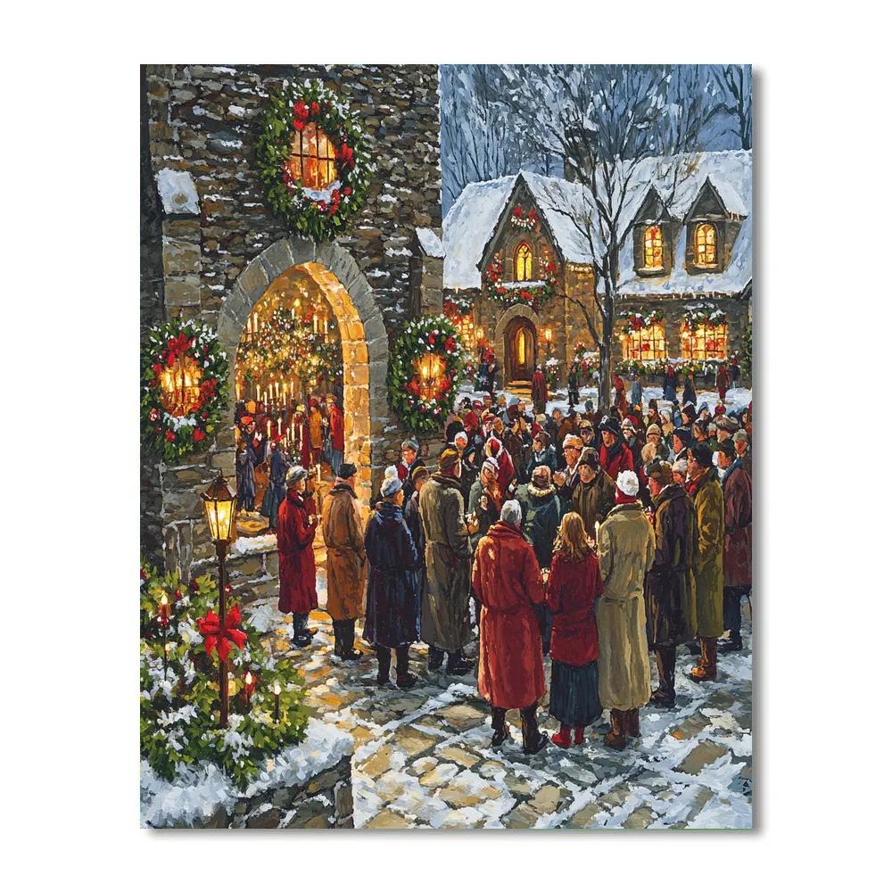 Midnight Mass Courtyard Gathering Numbered painting kits