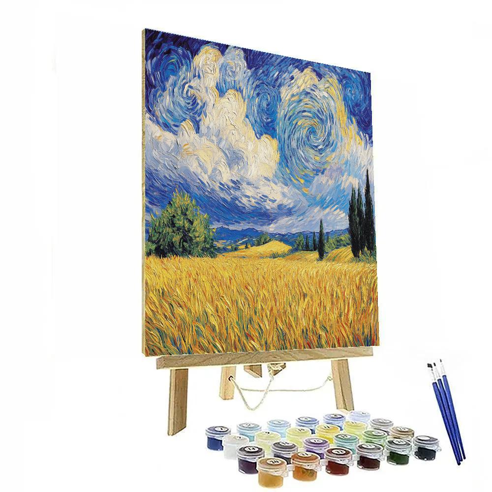 Van Gogh Inspired Stormy Wheat Fields paint by numbers