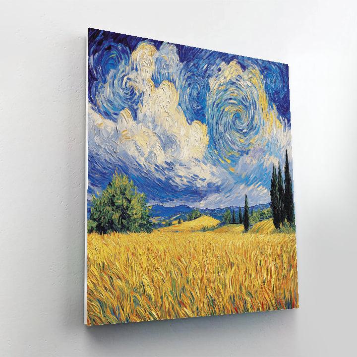 Van Gogh Inspired Stormy Wheat Fields paint by numbers