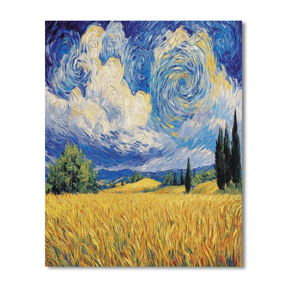 Van Gogh Inspired Stormy Wheat Fields paint by numbers