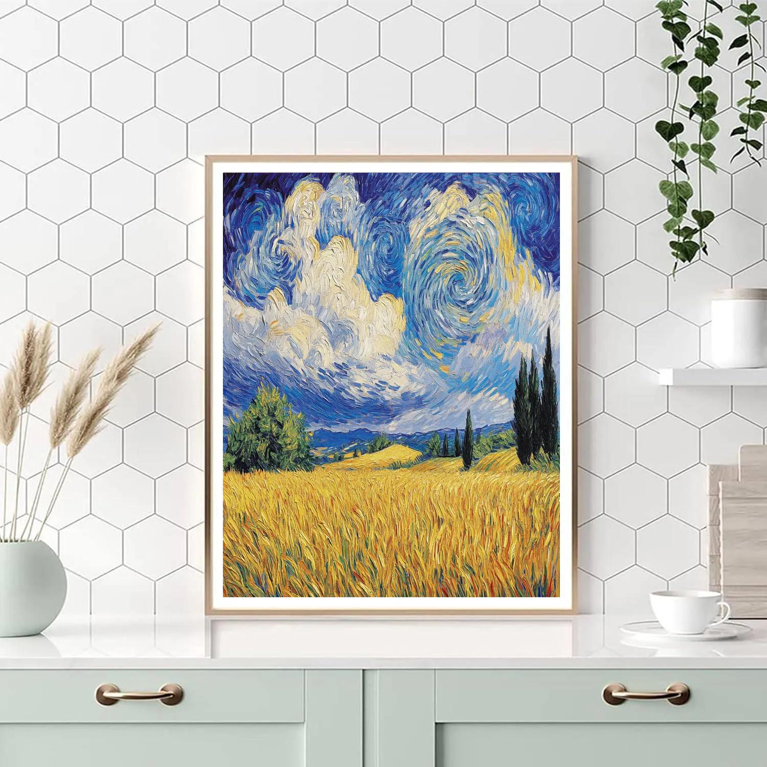 Van Gogh Inspired Stormy Wheat Fields paint by numbers