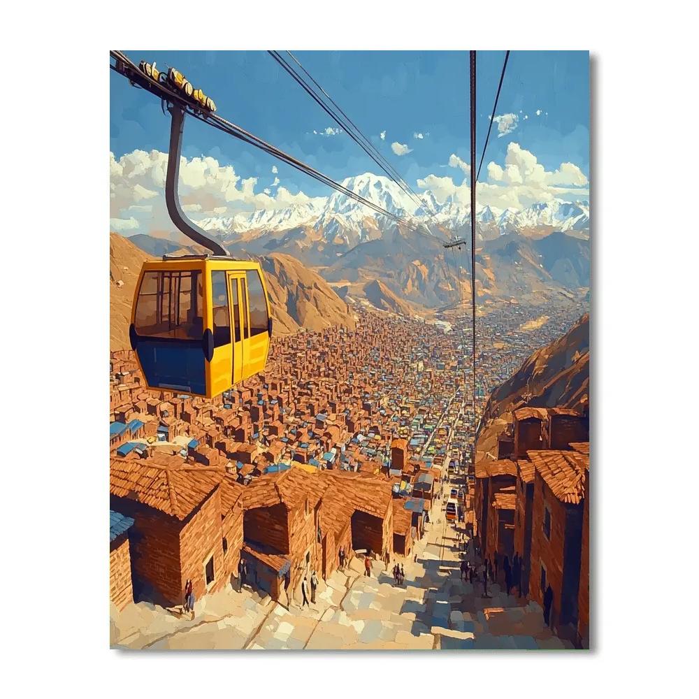 Cable Cars Above La Paz El Alto Line La Paz Bolivia paint by number