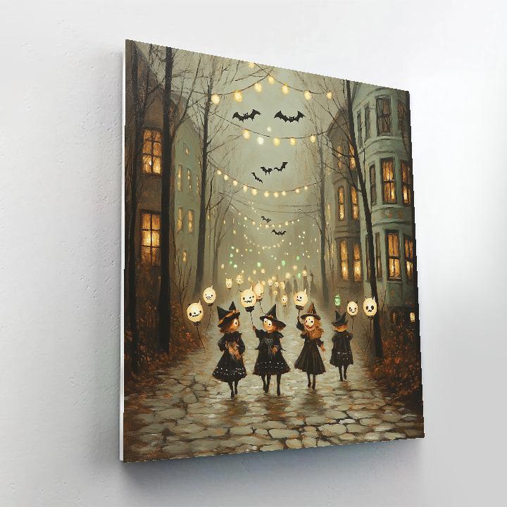 Lantern Parade With Spooky Shadows DIY paint by numbers