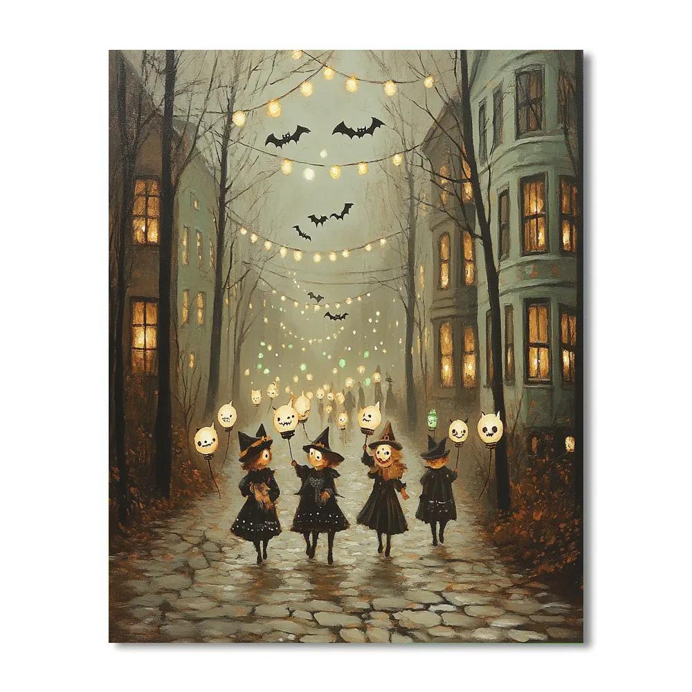 Lantern Parade With Spooky Shadows DIY paint by numbers