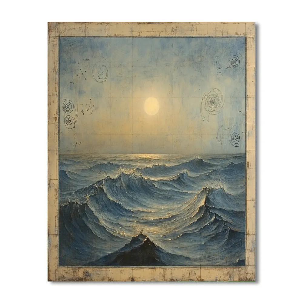 Leonardo Da Vinci Inspired Nocturne Of Ocean Currents paint by number
