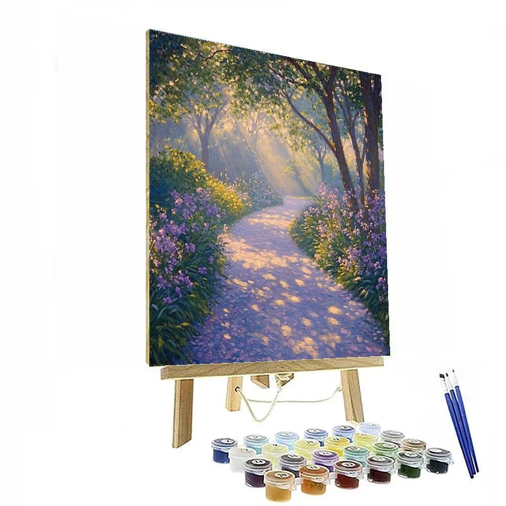 Monet Inspired Morning Garden Path paint by color
