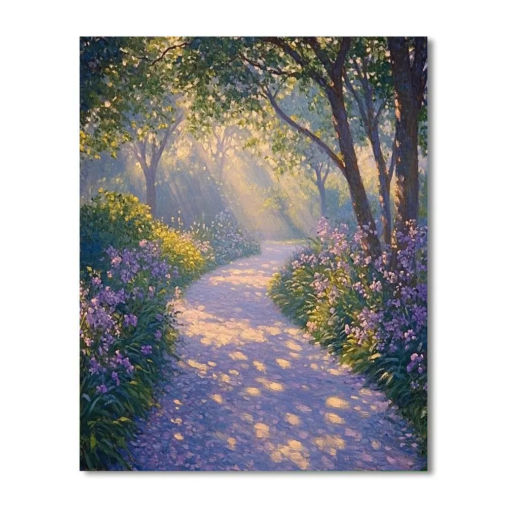Monet Inspired Morning Garden Path paint by color