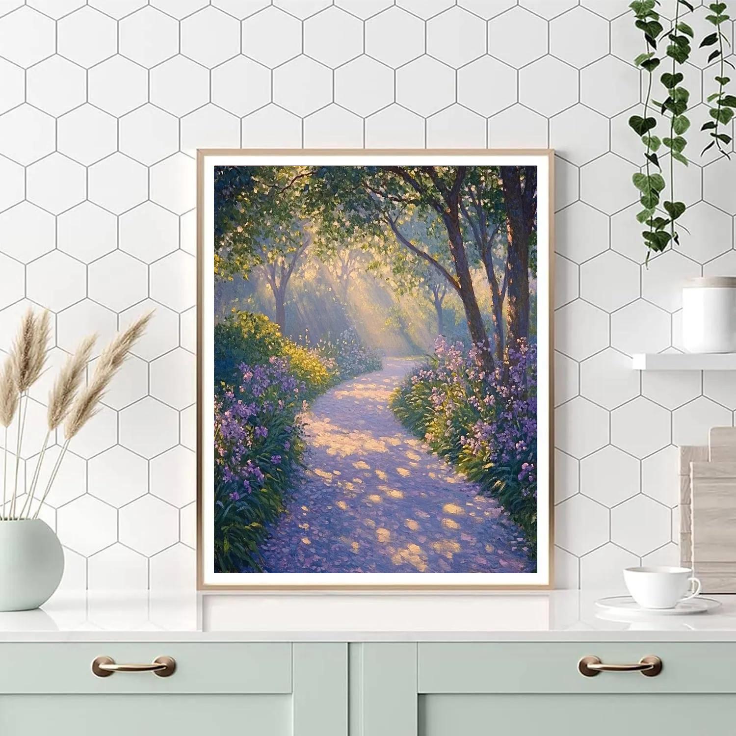 Monet Inspired Morning Garden Path paint by color