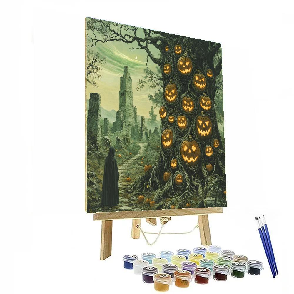 Forest Of Whispering Pumpkins Haunted paint by numbers