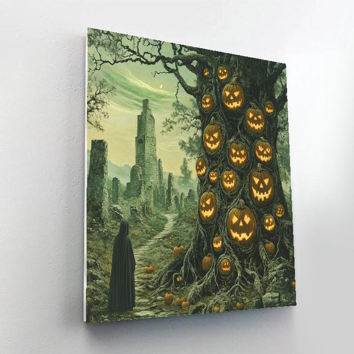 Forest Of Whispering Pumpkins Haunted paint by numbers