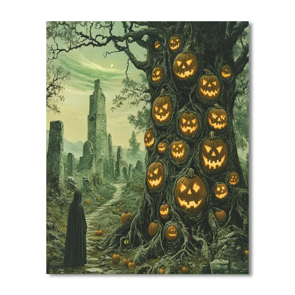 Forest Of Whispering Pumpkins Haunted paint by numbers