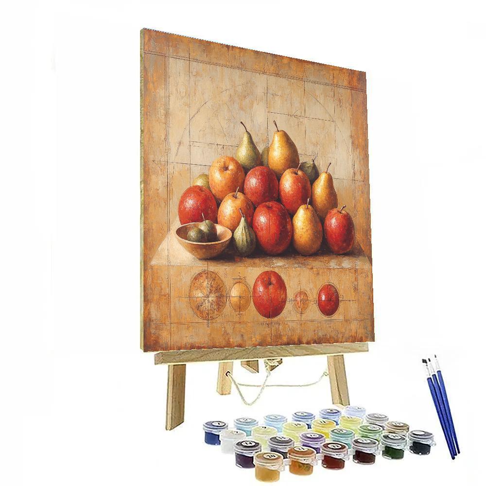 Leonardo Da Vinci Inspired Orchard Of Geometric Fruits Paint by numbers kits