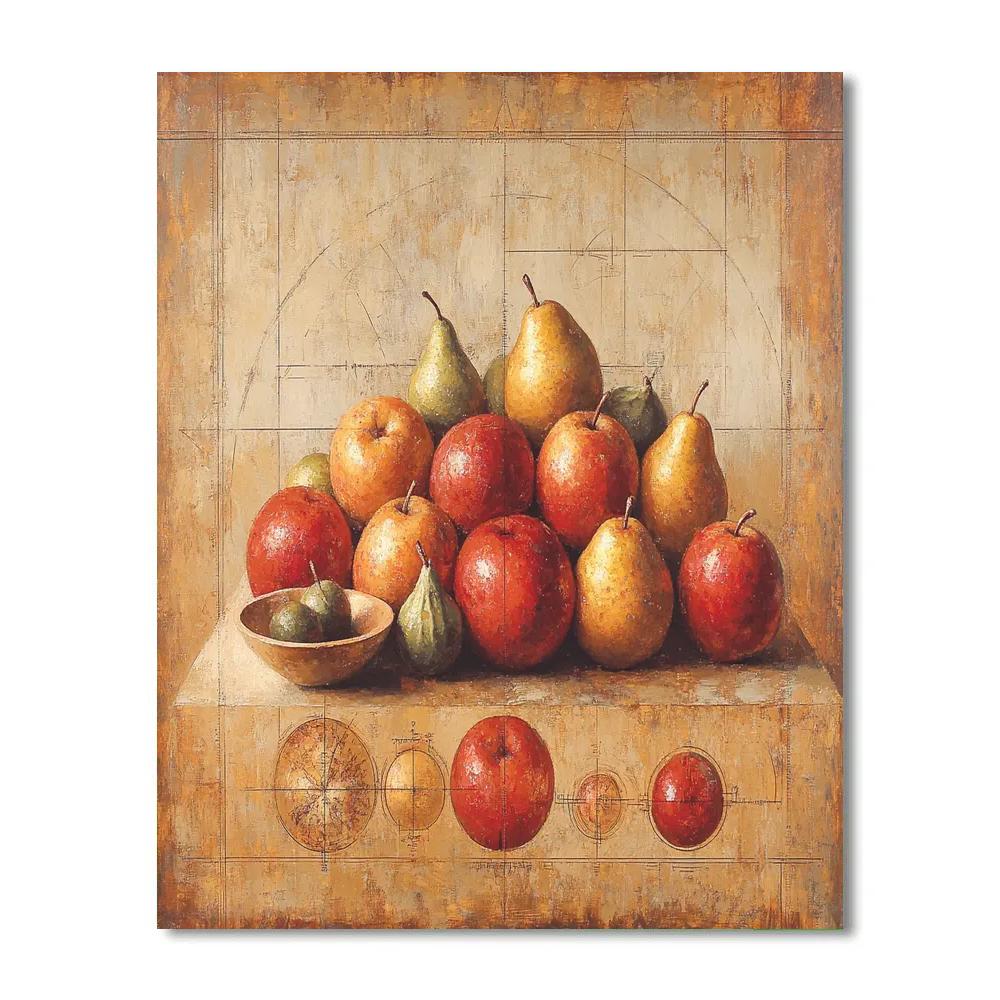 Leonardo Da Vinci Inspired Orchard Of Geometric Fruits Paint by numbers kits