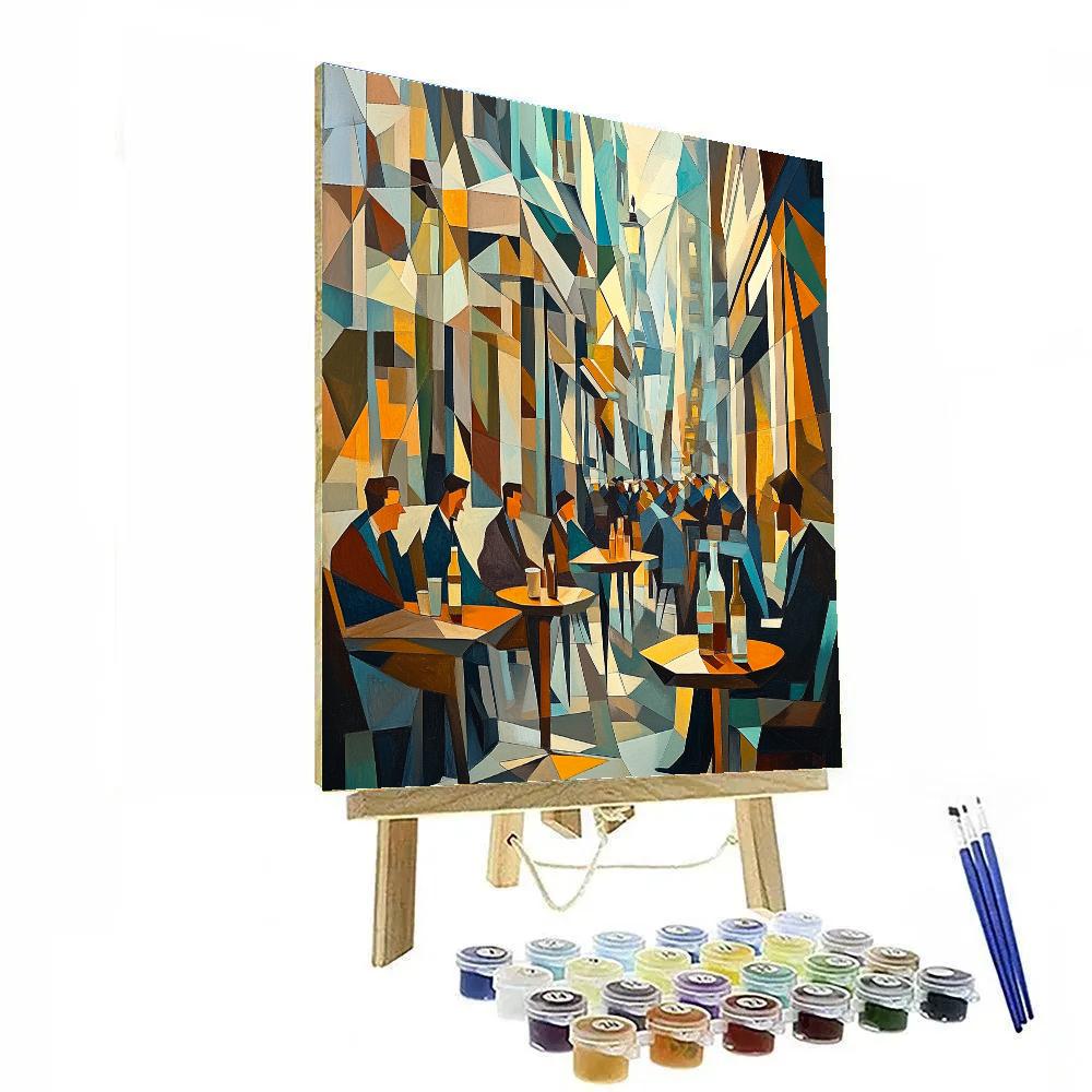Picasso Inspired Cubist City Cafe paint by number