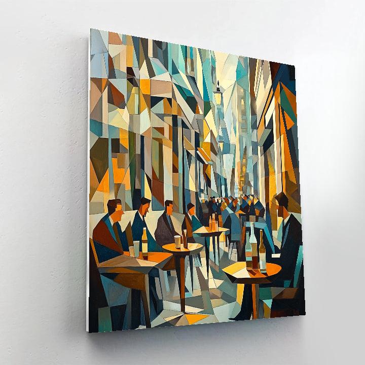 Picasso Inspired Cubist City Cafe paint by number