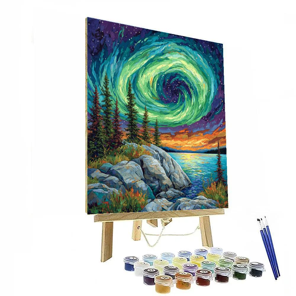 A.Y. Jackson Inspired Aurora Over Shield Country paint by numbers