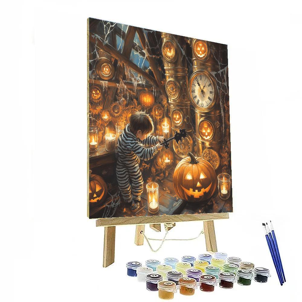 Spooky Candlelit Clockwork Attic paint by numbers