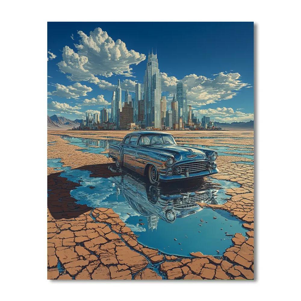 Salvador Dali Inspired Melting Cityscape paint by number