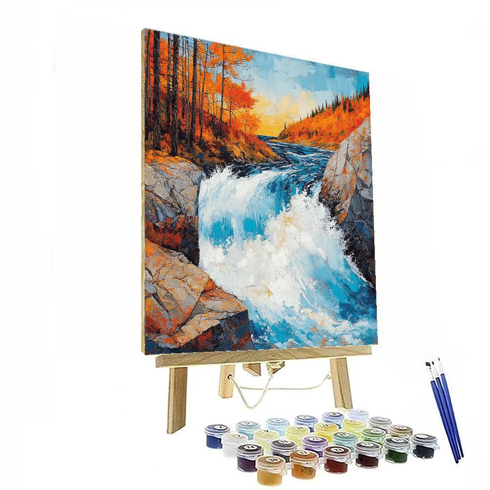 A.Y. Jackson Inspired Autumn Rapids Through Granite Pines Numbered painting kits