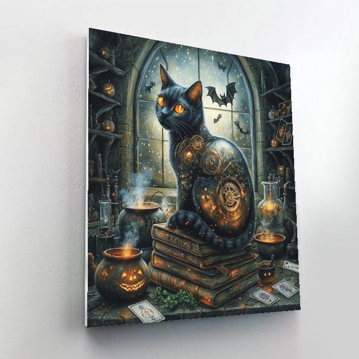 Clockwork Cat Familiar Spooky Paint by numbers kits