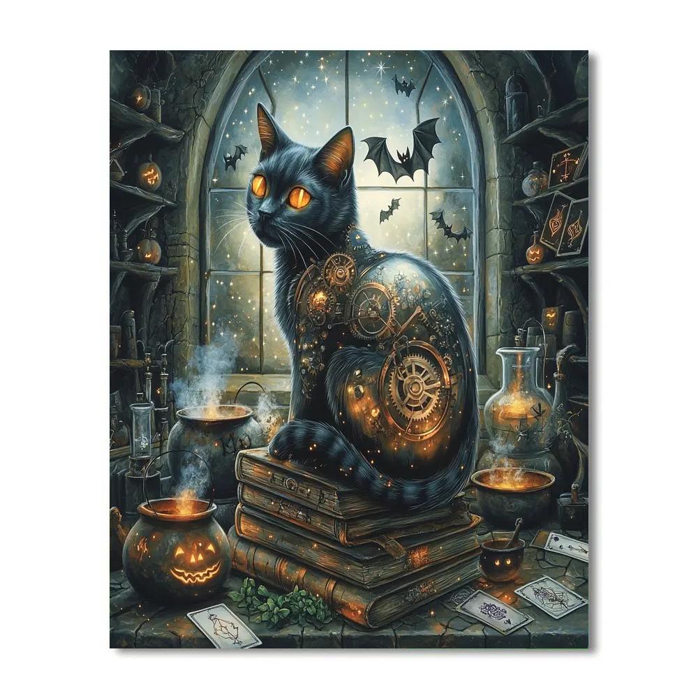 Clockwork Cat Familiar Spooky Paint by numbers kits