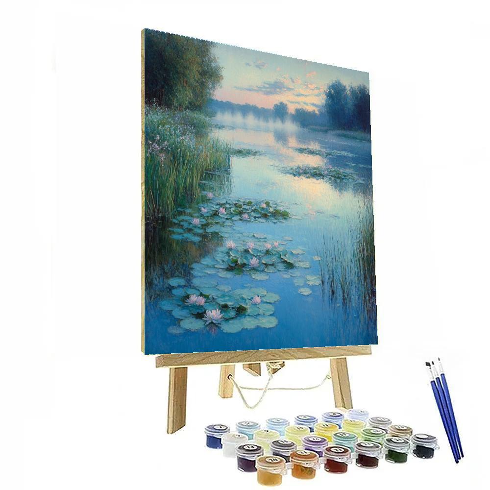 Claude Monet Inspired Water Garden At Pearl Dawn paint by color