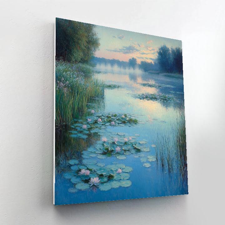 Claude Monet Inspired Water Garden At Pearl Dawn paint by color