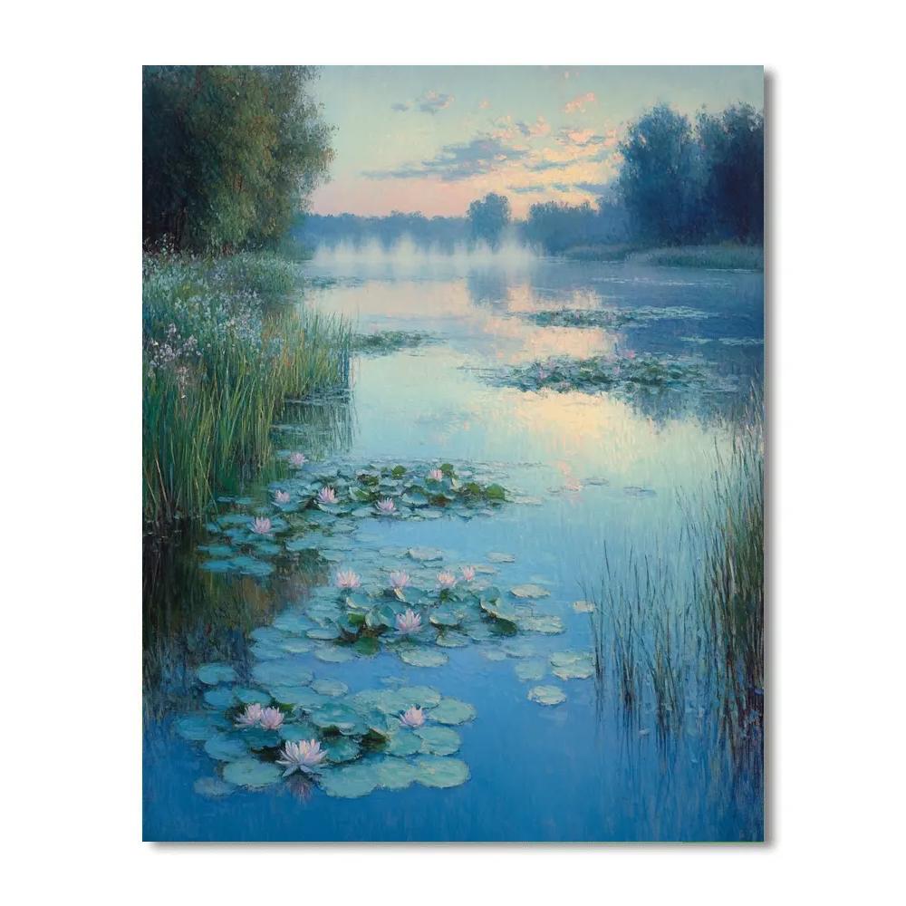 Claude Monet Inspired Water Garden At Pearl Dawn paint by color